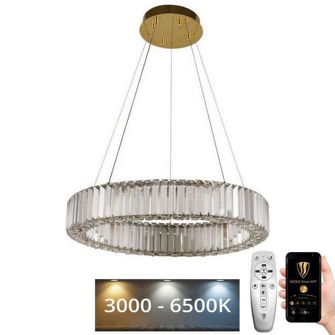 LED Stmievateľný luster na lanku LED/40W/230V 3000-6500K chróm/zlatá ...
