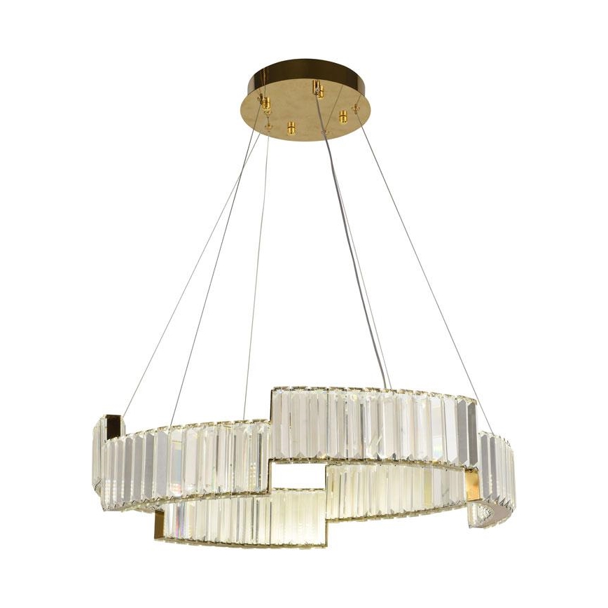 LED Stmievateľný krištáľový luster na lanku LED/40W/230V 3000-6500K zlatá + diaľkové ovládanie