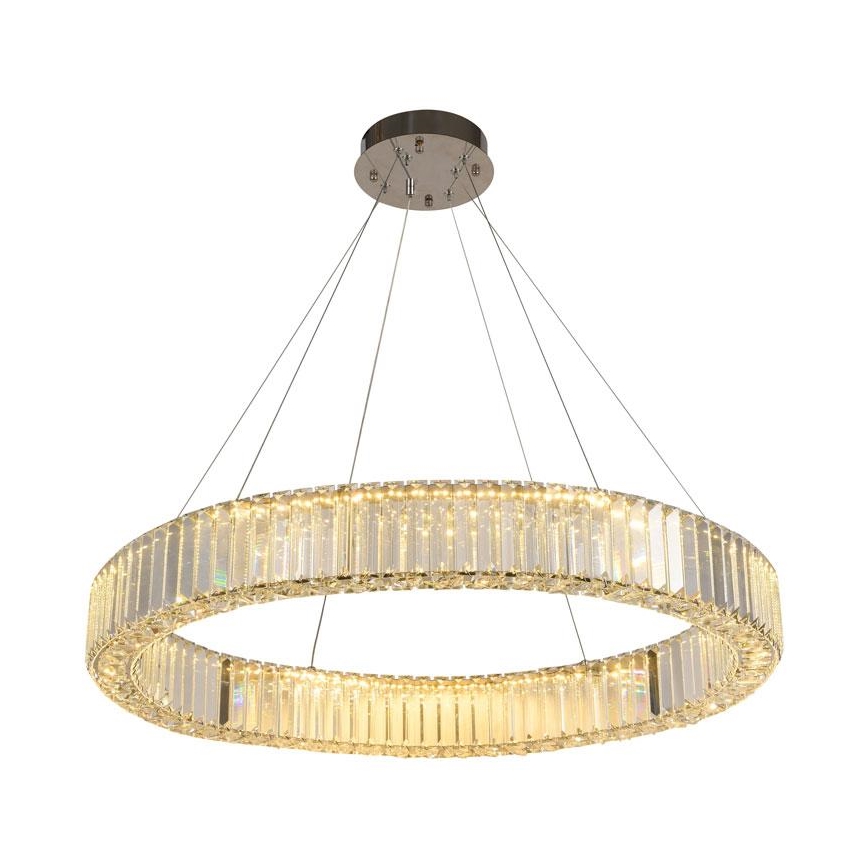 LED Stmievateľný krištáľový luster na lanku LED/50W/230V 3000-6500K lesklý chróm + diaľkové ovládanie