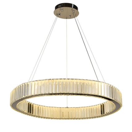 LED Stmievateľný krištáľový luster na lanku LED/50W/230V 3000-6500K lesklý chróm + diaľkové ovládanie