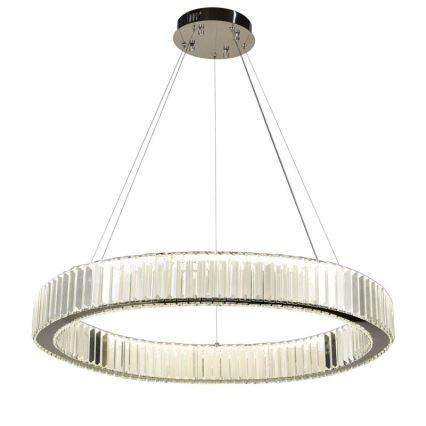 LED Stmievateľný krištáľový luster na lanku LED/50W/230V 3000-6500K lesklý chróm + diaľkové ovládanie