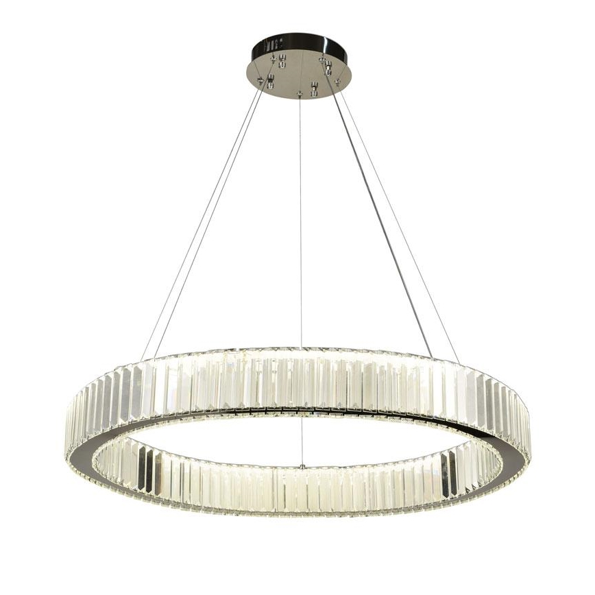 LED Stmievateľný krištáľový luster na lanku LED/50W/230V 3000-6500K lesklý chróm + diaľkové ovládanie