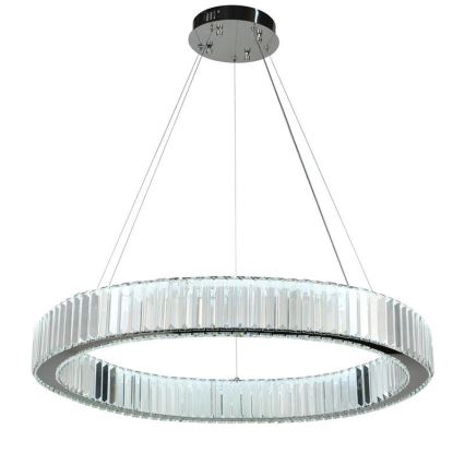 LED Stmievateľný krištáľový luster na lanku LED/50W/230V 3000-6500K lesklý chróm + diaľkové ovládanie