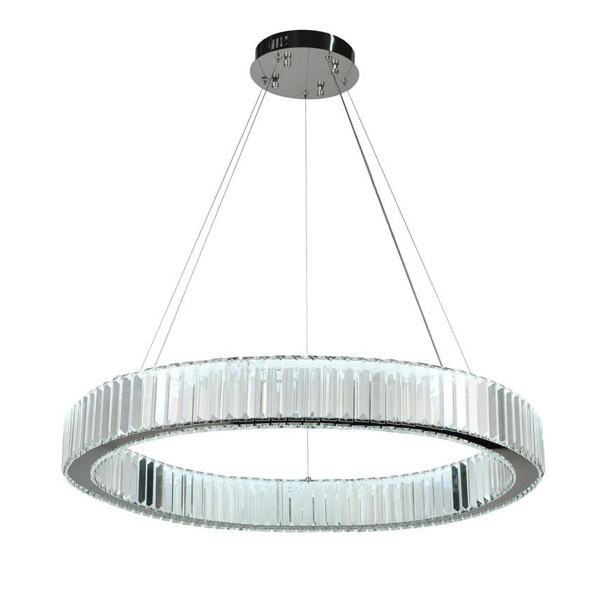 LED Stmievateľný krištáľový luster na lanku LED/50W/230V 3000-6500K lesklý chróm + diaľkové ovládanie