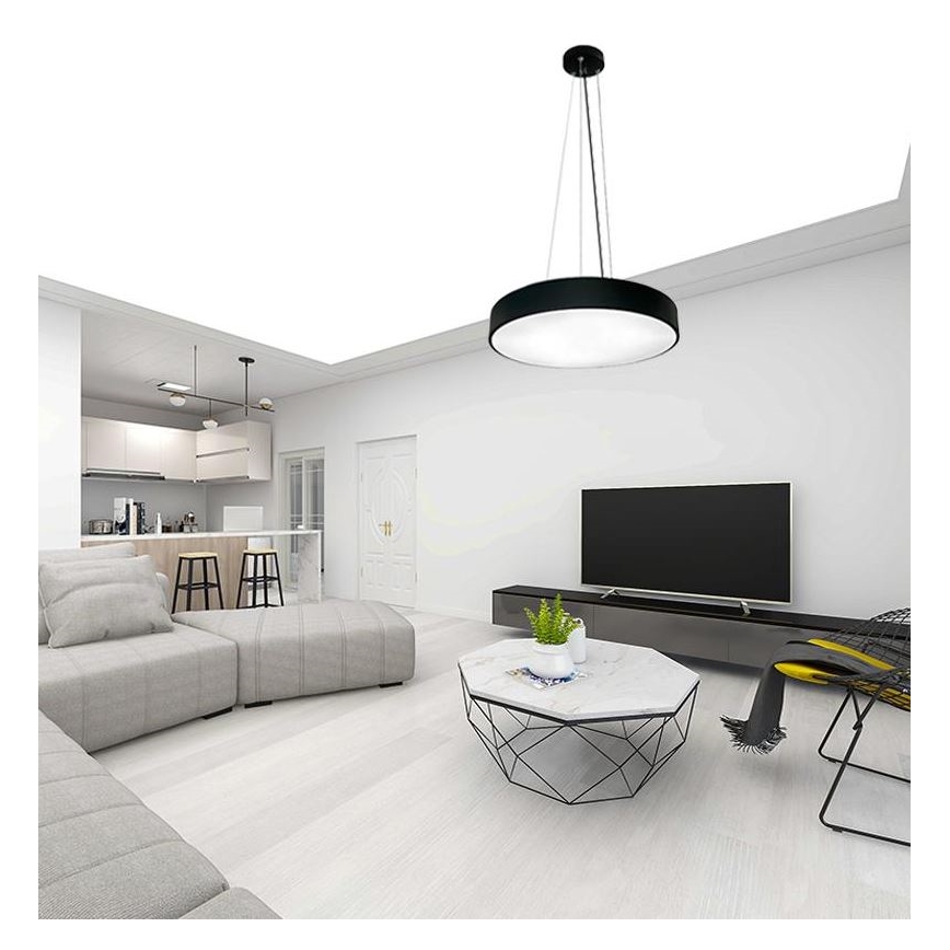 LED Stmievateľný luster na lanku LED/50W/230V 3000-6500K čierna + diaľkové ovládanie