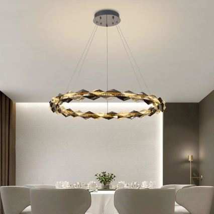 LED Stmievateľný krištáľový luster na lanku LED/55W/230V 3000-6500K lesklý chróm + diaľkové ovládanie