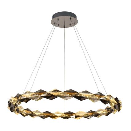 LED Stmievateľný krištáľový luster na lanku LED/55W/230V 3000-6500K lesklý chróm + diaľkové ovládanie