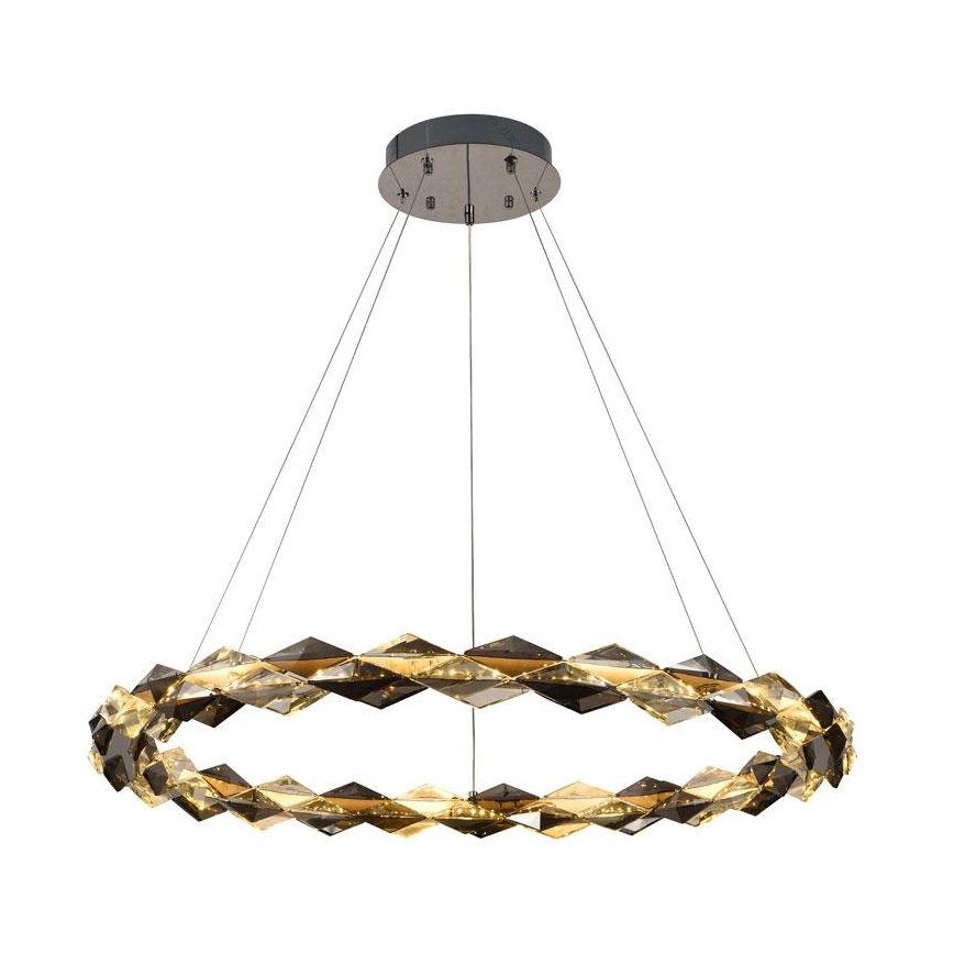 LED Stmievateľný krištáľový luster na lanku LED/55W/230V 3000-6500K lesklý chróm + diaľkové ovládanie