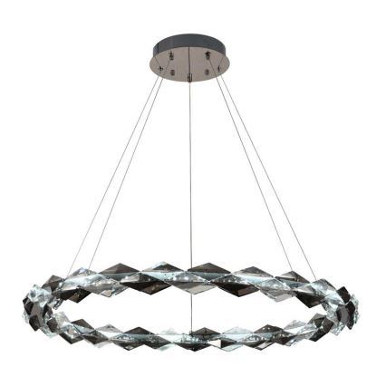 LED Stmievateľný krištáľový luster na lanku LED/55W/230V 3000-6500K lesklý chróm + diaľkové ovládanie