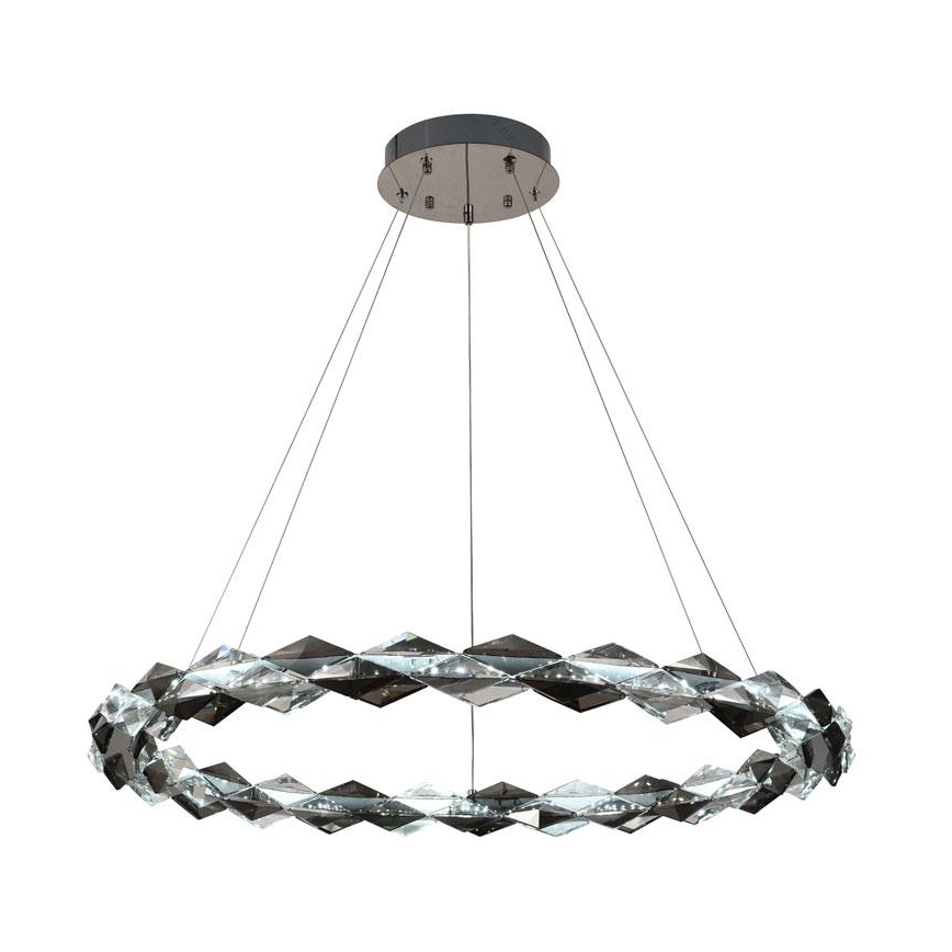 LED Stmievateľný krištáľový luster na lanku LED/55W/230V 3000-6500K lesklý chróm + diaľkové ovládanie