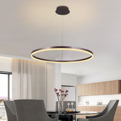 LED Stmievateľný luster na lanku LED/55W/230V 3000-6500K pr. 80 cm + diaľkové ovládanie