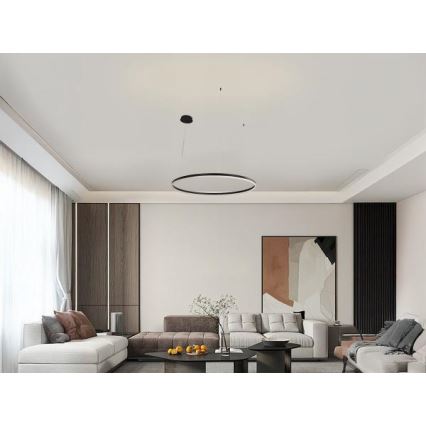 LED Stmievateľný luster na lanku LED/55W/230V 3000-6500K pr. 80 cm + diaľkové ovládanie