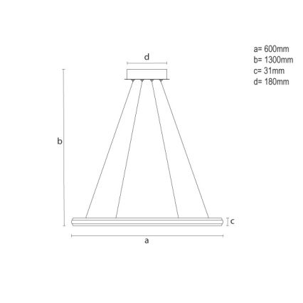 LED stmievateľný luster na lanku LED/55W/230V 3000-6500K pr. 60 cm + diaľkové ovládanie