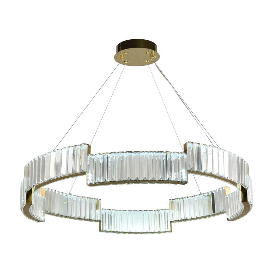 LED Stmievateľný krištáľový luster na lanku LED/60W/230V 3000-6500K zlatá + diaľkové ovládanie