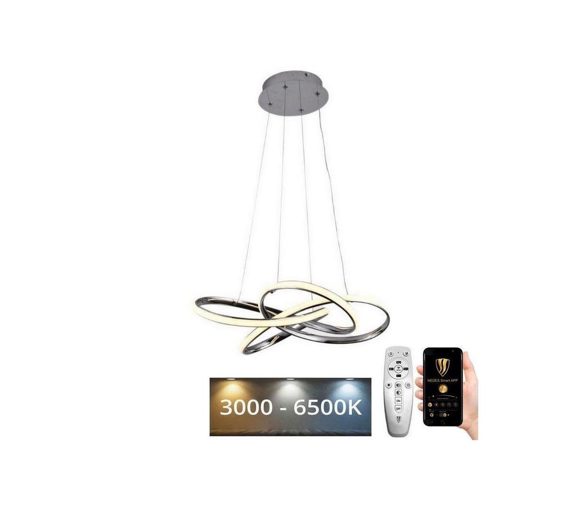 LED Stmievateľný luster na lanku LED/65W/230V 3000-6500K chróm + diaľkové ovládanie