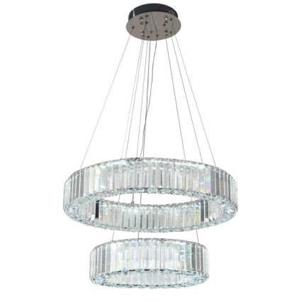 LED Stmievateľný krištáľový luster na lanku LED/65W/230V 3000-6500K lesklý chróm + diaľkové ovládanie