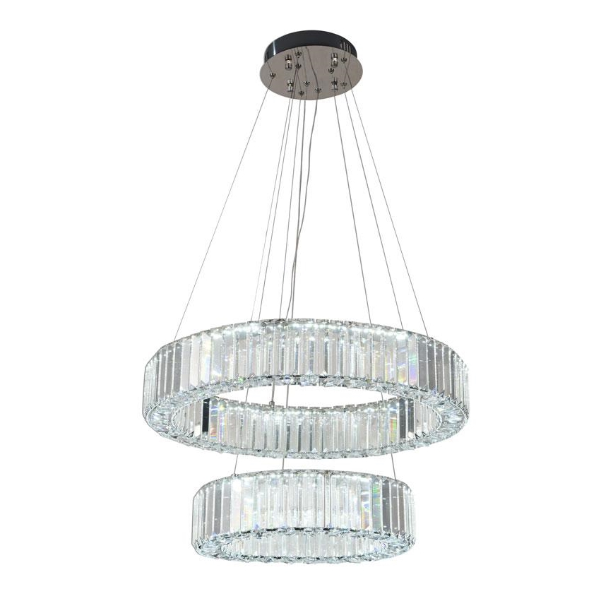 LED Stmievateľný krištáľový luster na lanku LED/65W/230V 3000-6500K lesklý chróm + diaľkové ovládanie