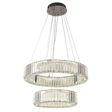 LED Stmievateľný krištáľový luster na lanku LED/65W/230V 3000-6500K lesklý chróm + diaľkové ovládanie