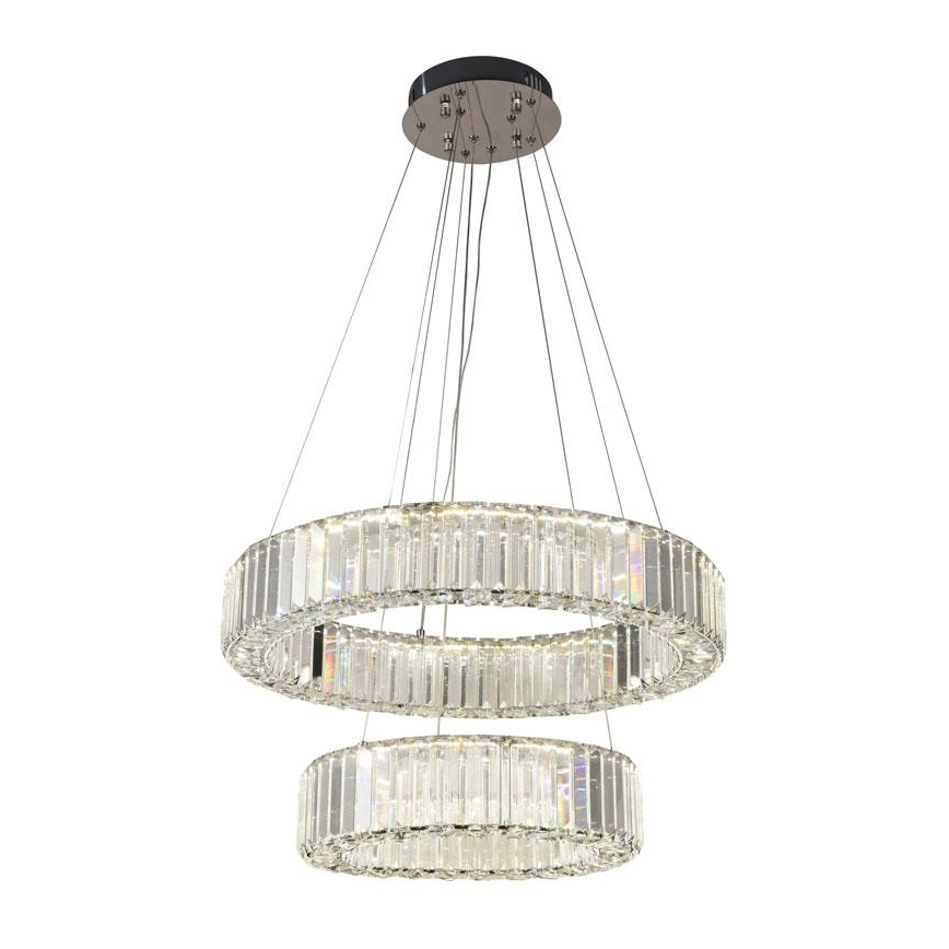 LED Stmievateľný krištáľový luster na lanku LED/65W/230V 3000-6500K lesklý chróm + diaľkové ovládanie