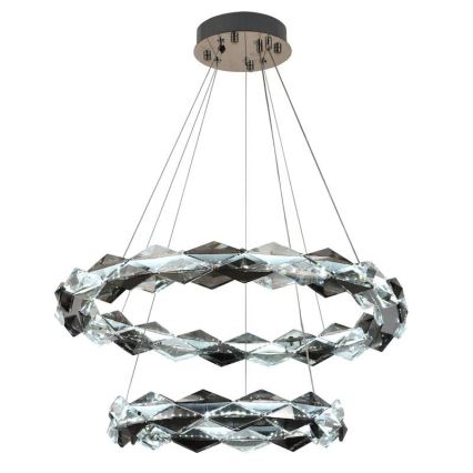 LED Stmievateľný krištáľový luster na lanku LED/65W/230V 3000-6500K lesklý chróm + diaľkové ovládanie
