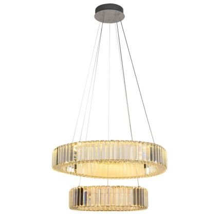 LED Stmievateľný krištáľový luster na lanku LED/65W/230V 3000-6500K lesklý chróm + diaľkové ovládanie