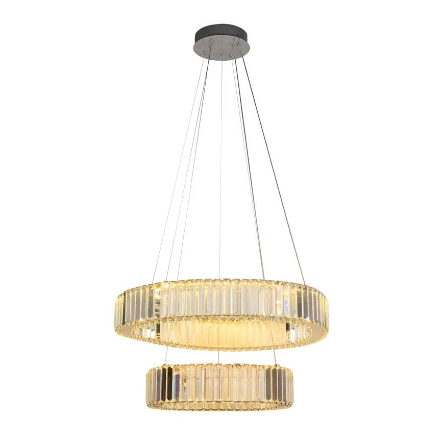 LED Stmievateľný krištáľový luster na lanku LED/65W/230V 3000-6500K lesklý chróm + diaľkové ovládanie