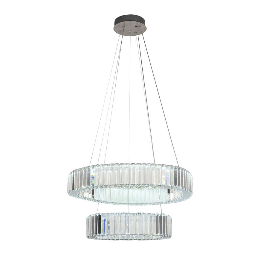 LED Stmievateľný krištáľový luster na lanku LED/65W/230V 3000-6500K lesklý chróm + diaľkové ovládanie