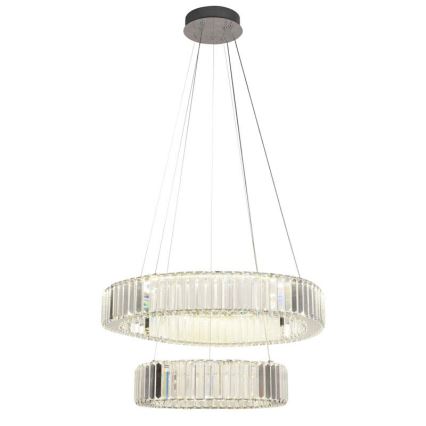 LED Stmievateľný krištáľový luster na lanku LED/65W/230V 3000-6500K lesklý chróm + diaľkové ovládanie