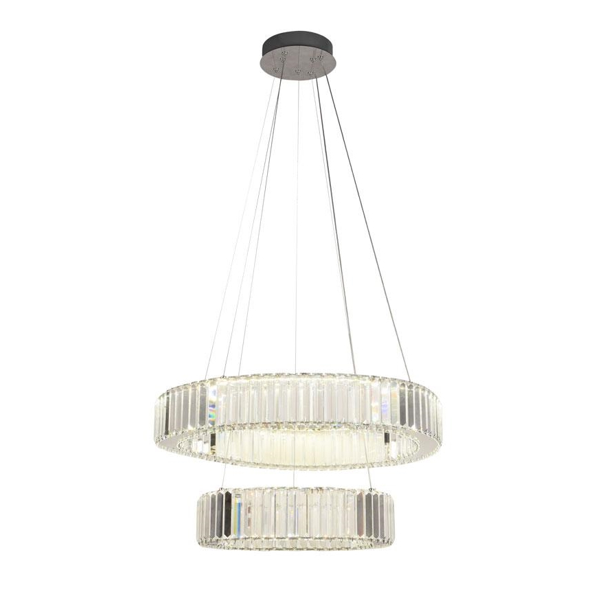 LED Stmievateľný krištáľový luster na lanku LED/65W/230V 3000-6500K lesklý chróm + diaľkové ovládanie