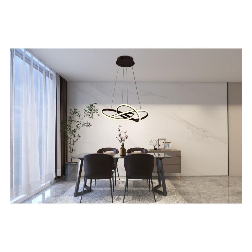 LED Stmievateľný luster na lanku LED/65W/230V 3000-6500K hnedá + diaľkové ovládanie
