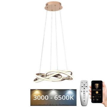 LED Stmievateľný luster na lanku LED/65W/230V 3000-6500K zlatá + diaľkové ovládanie