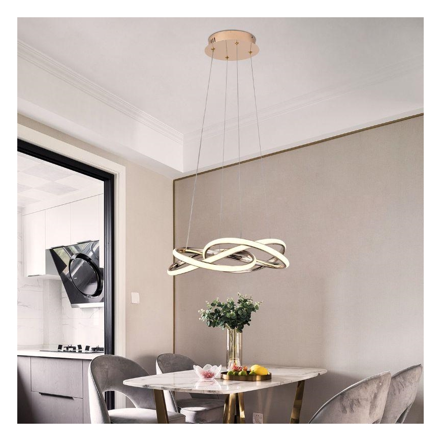 LED Stmievateľný luster na lanku LED/65W/230V 3000-6500K zlatá + diaľkové ovládanie