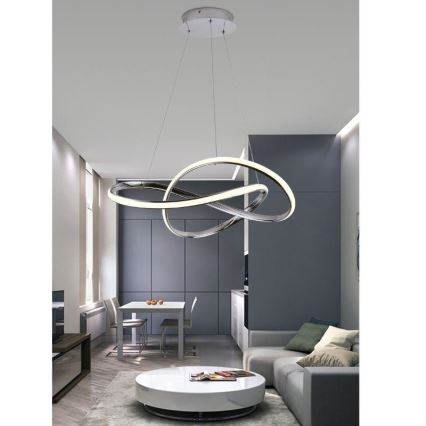 LED Stmievateľný luster na lanku LED/70W/230V 3000-6500K pr. 60 cm lesklý chróm + diaľkové ovládanie