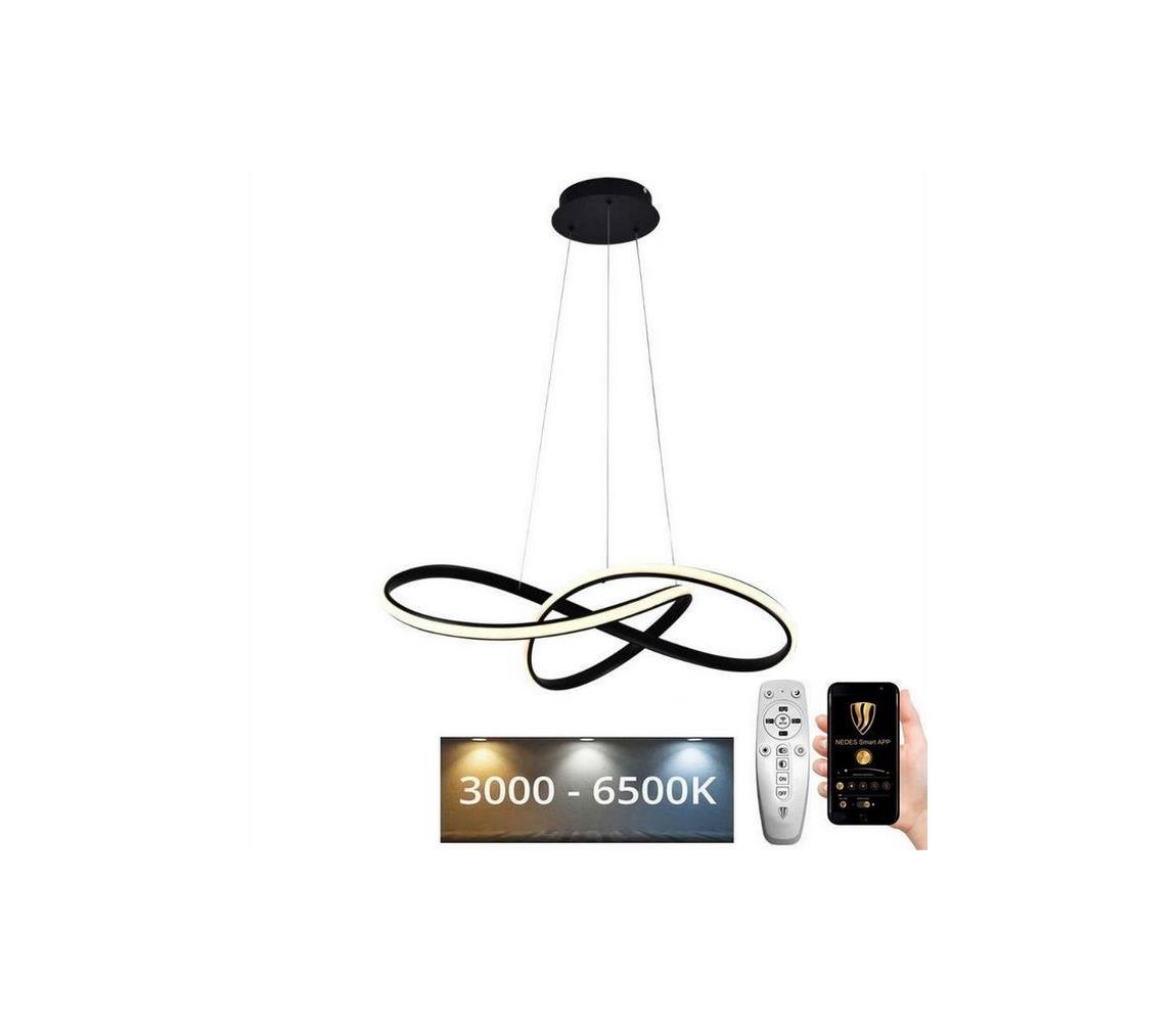 LED Stmievateľný luster na lanku LED/70W/230V 3000-6500K čierna + diaľkové ovládanie