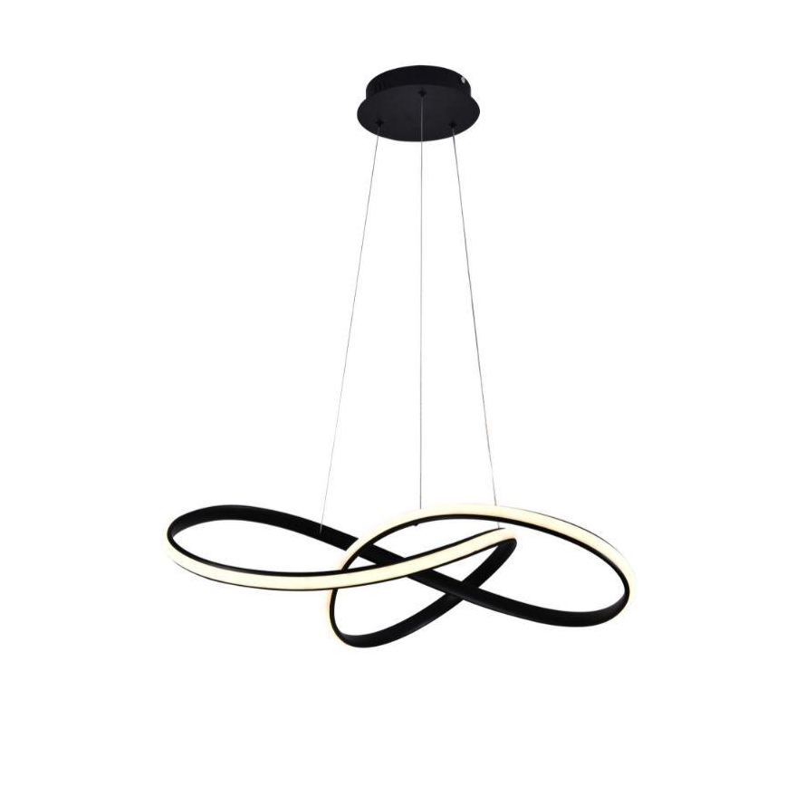 LED Stmievateľný luster na lanku LED/70W/230V 3000-6500K pr. 60 cm čierna + diaľkové ovládanie