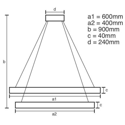 LED Stmievateľný luster na lanku LED/70W/230V 3000-6500K pr. 60 cm + diaľkové ovládanie