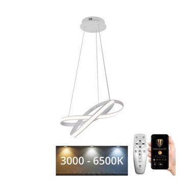 LED Stmievateľný luster na lanku LED/70W/230V 3000-6500K pr. 55 cm biela + diaľkové ovládanie