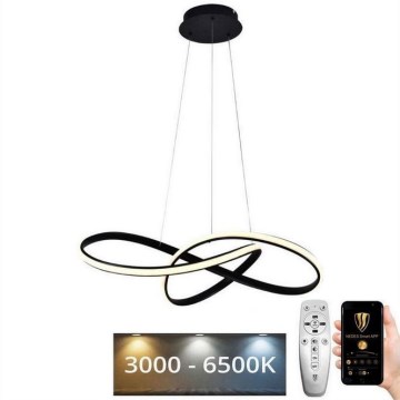 LED Stmievateľný luster na lanku LED/70W/230V 3000-6500K pr. 60 cm čierna + diaľkové ovládanie