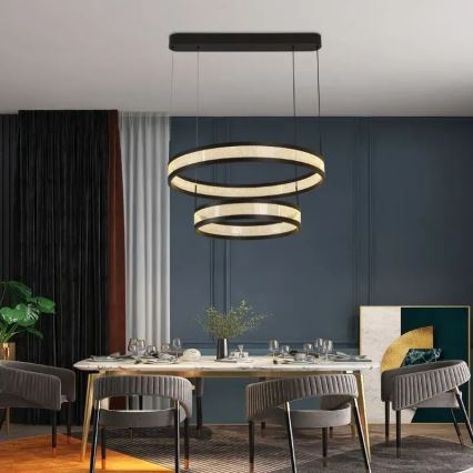 LED Stmievateľný luster na lanku LED/70W/230V 3000-6500K pr. 60 cm čierna + diaľkové ovládanie