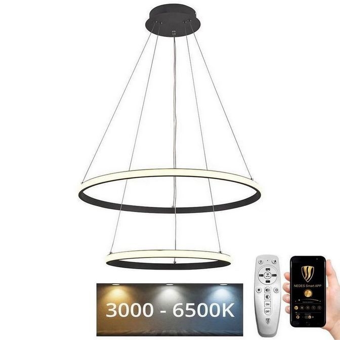 LED Stmievateľný luster na lanku LED/75W/230V 3000-6500K pr. 60 cm + diaľkové ovládanie