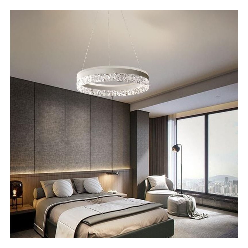 LED Stmievateľný luster na lanku LED/80W/230V 3000-6500K biela + diaľkové ovládanie