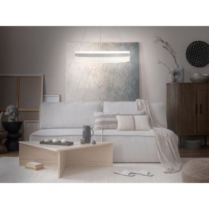 LED Stmievateľný krištáľový luster na lanku LED/80W/230V 3000-6500K biela + diaľkové ovládanie