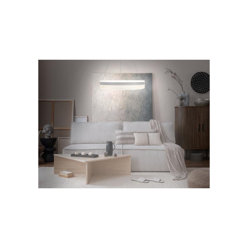 LED Stmievateľný krištáľový luster na lanku LED/80W/230V 3000-6500K biela + diaľkové ovládanie