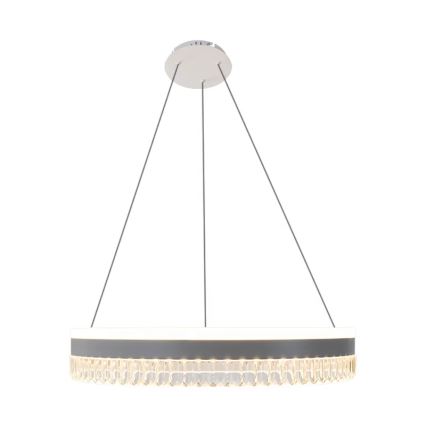 LED Stmievateľný krištáľový luster na lanku LED/80W/230V 3000-6500K biela + diaľkové ovládanie