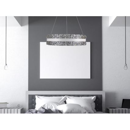 LED Stmievateľný krištáľový luster na lanku LED/80W/230V 3000-6500K biela + diaľkové ovládanie