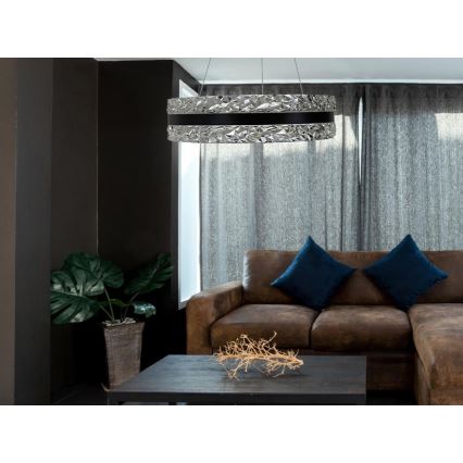 LED Stmievateľný krištáľový luster na lanku LED/80W/230V 3000-6500K čierna + diaľkové ovládanie