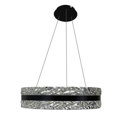 LED Stmievateľný krištáľový luster na lanku LED/80W/230V 3000-6500K čierna + diaľkové ovládanie