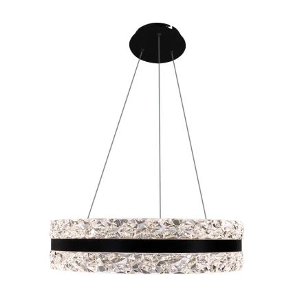 LED Stmievateľný krištáľový luster na lanku LED/80W/230V 3000-6500K čierna + diaľkové ovládanie