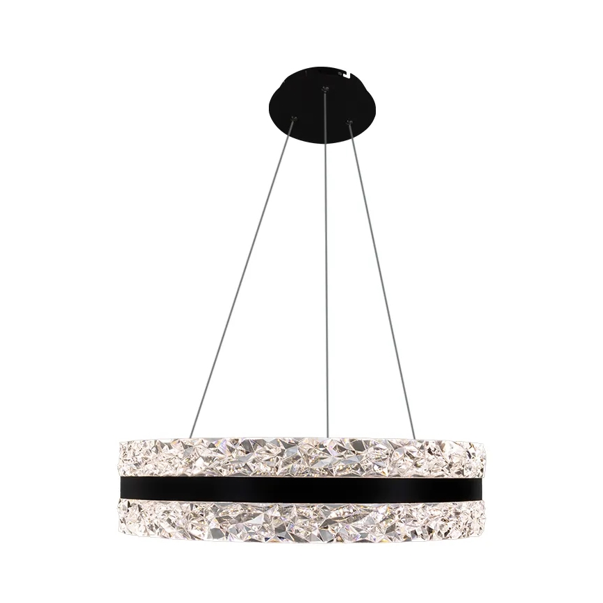 LED Stmievateľný krištáľový luster na lanku LED/80W/230V 3000-6500K čierna + diaľkové ovládanie