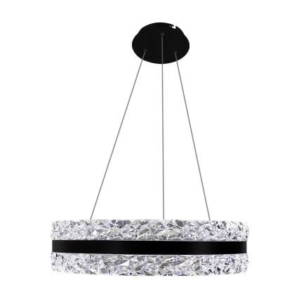 LED Stmievateľný krištáľový luster na lanku LED/80W/230V 3000-6500K čierna + diaľkové ovládanie
